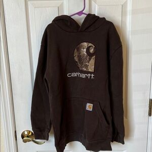 Carhartt Brown Hoodie with Camo Logo
